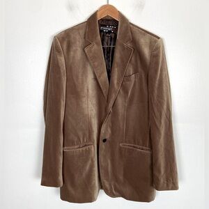 Royal Prestige PD Men's Velvet Sport Coat Size M Tan Whimsy Floral Satin Lining